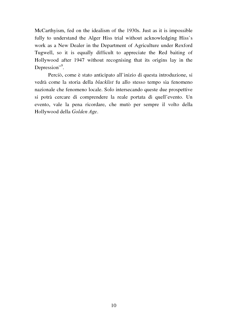 Anteprima della tesi: Il processo degli Hollywood Ten: l'Inizio della witch-hunt e della blacklist a Hollywood, Pagina 10