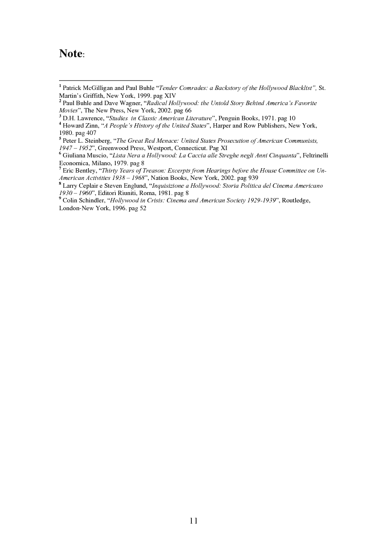Anteprima della tesi: Il processo degli Hollywood Ten: l'Inizio della witch-hunt e della blacklist a Hollywood, Pagina 11