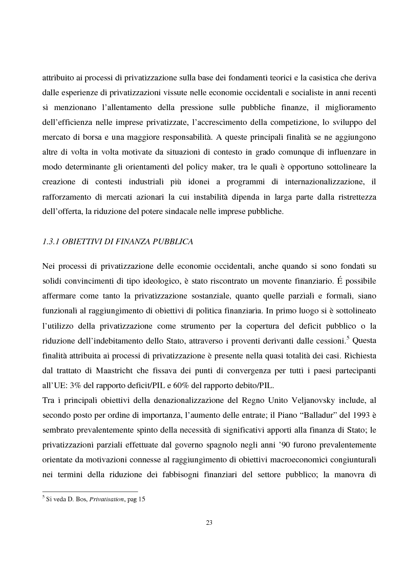 Anteprima della tesi: La privatizzazione nei settori di pubblica utilità. Analisi economica e il caso Italia, Pagina 14
