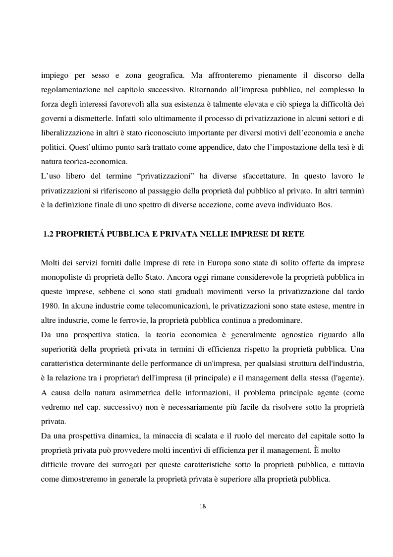 Anteprima della tesi: La privatizzazione nei settori di pubblica utilità. Analisi economica e il caso Italia, Pagina 9