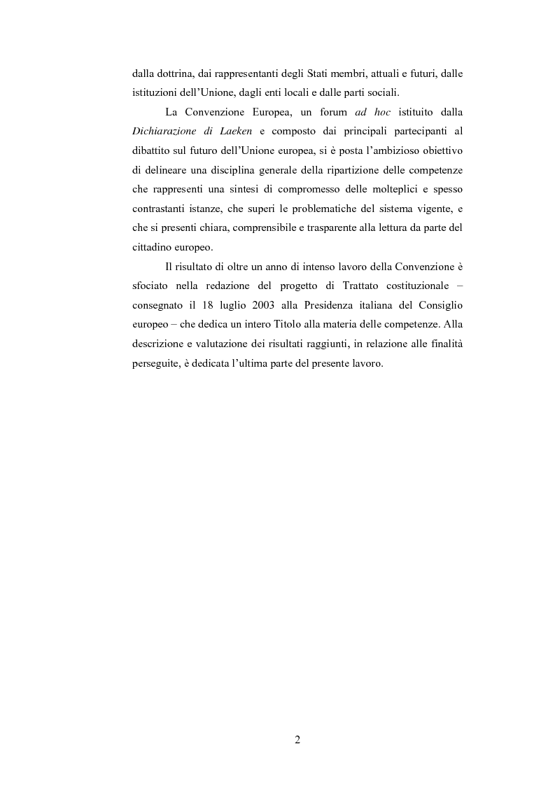 Anteprima della tesi: La ripartizione delle competenze tra l'Unione europea e gli stati membri nella futura Costituzione dell'Europa, Pagina 2