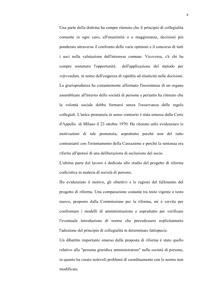Anteprima della tesi: Modelli di amministrazione e principio di collegialità nelle società di persone, Pagina 4