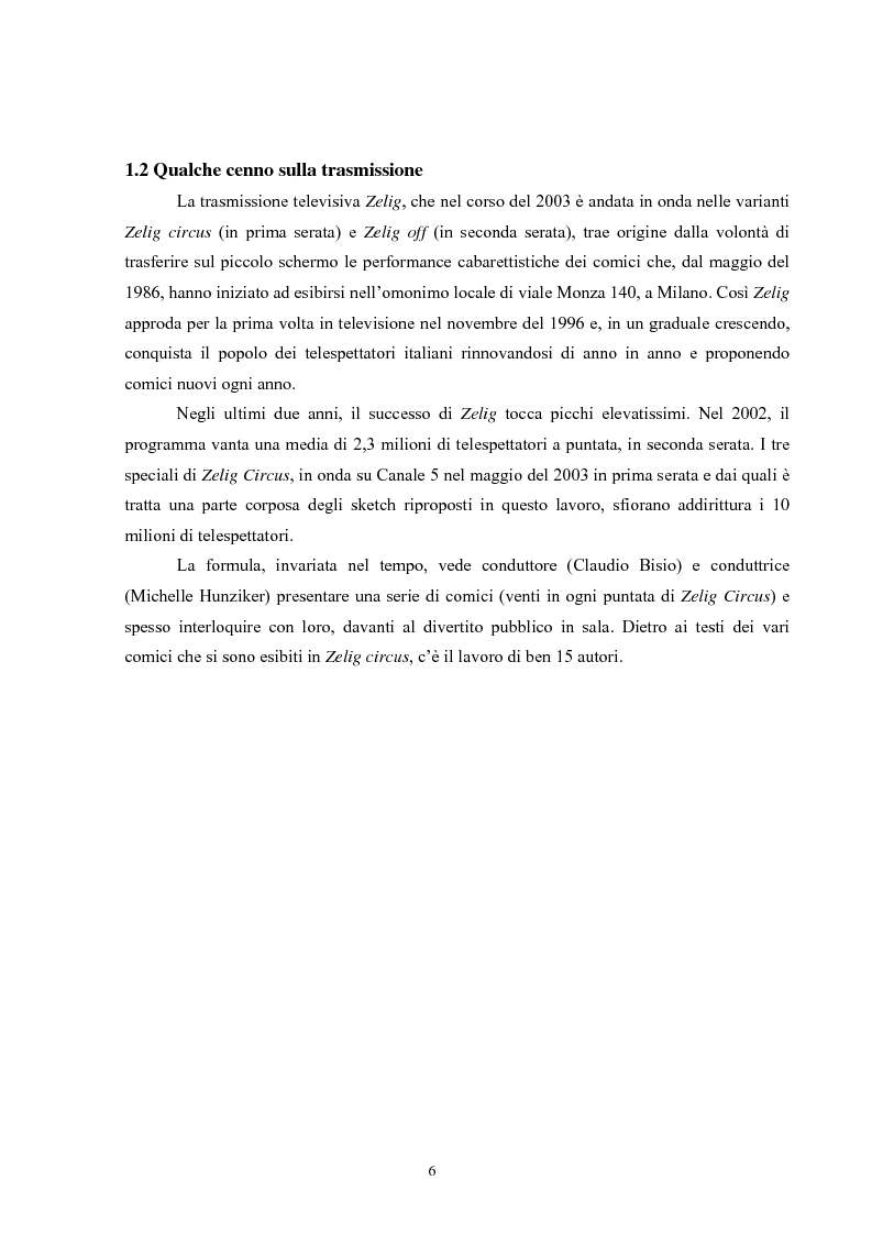 Anteprima della tesi: Dalla parola al riso - Comico verbale e italiano popolare in Zelig, Pagina 2