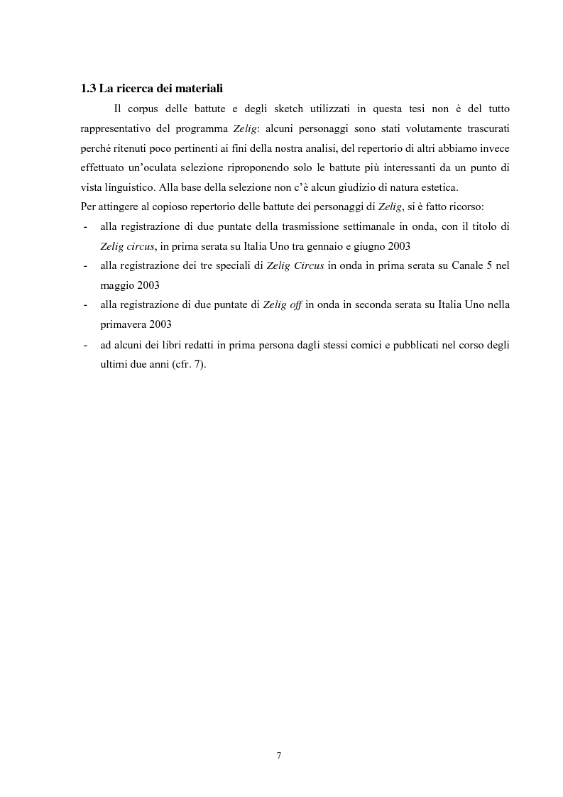 Anteprima della tesi: Dalla parola al riso - Comico verbale e italiano popolare in Zelig, Pagina 3
