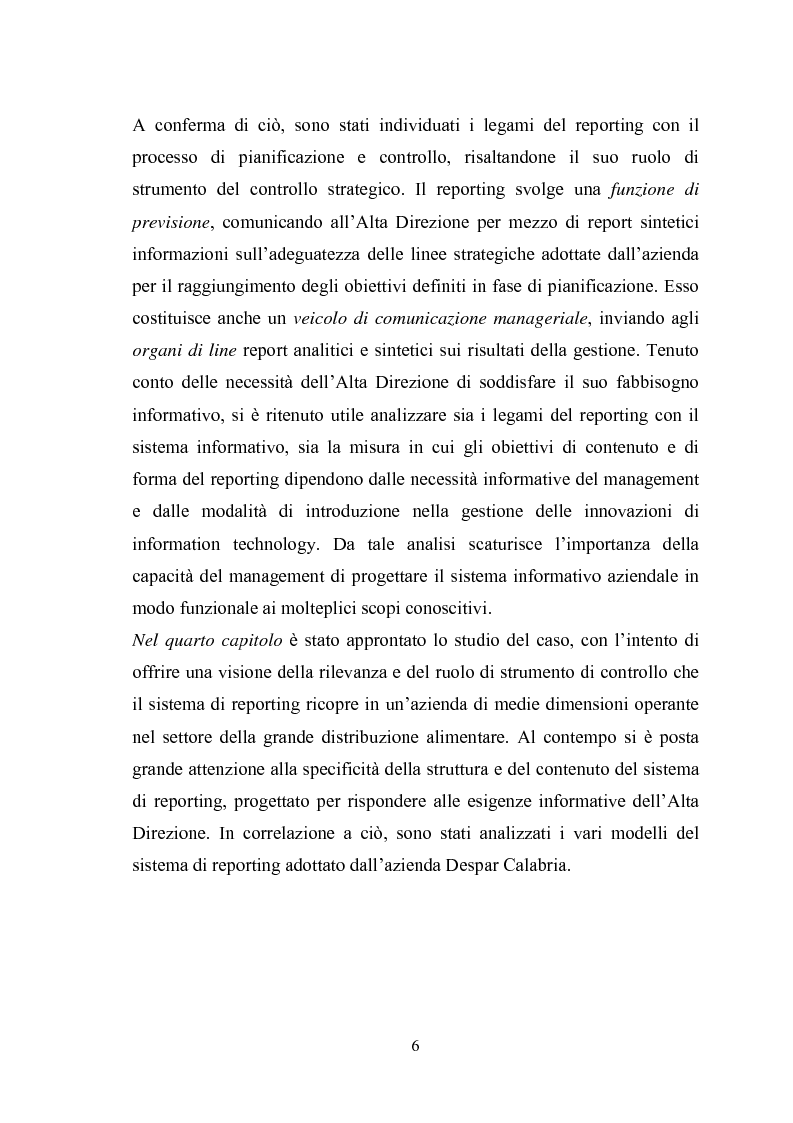 Anteprima della tesi: Il sistema di reporting: il caso Despar Calabria, Pagina 6