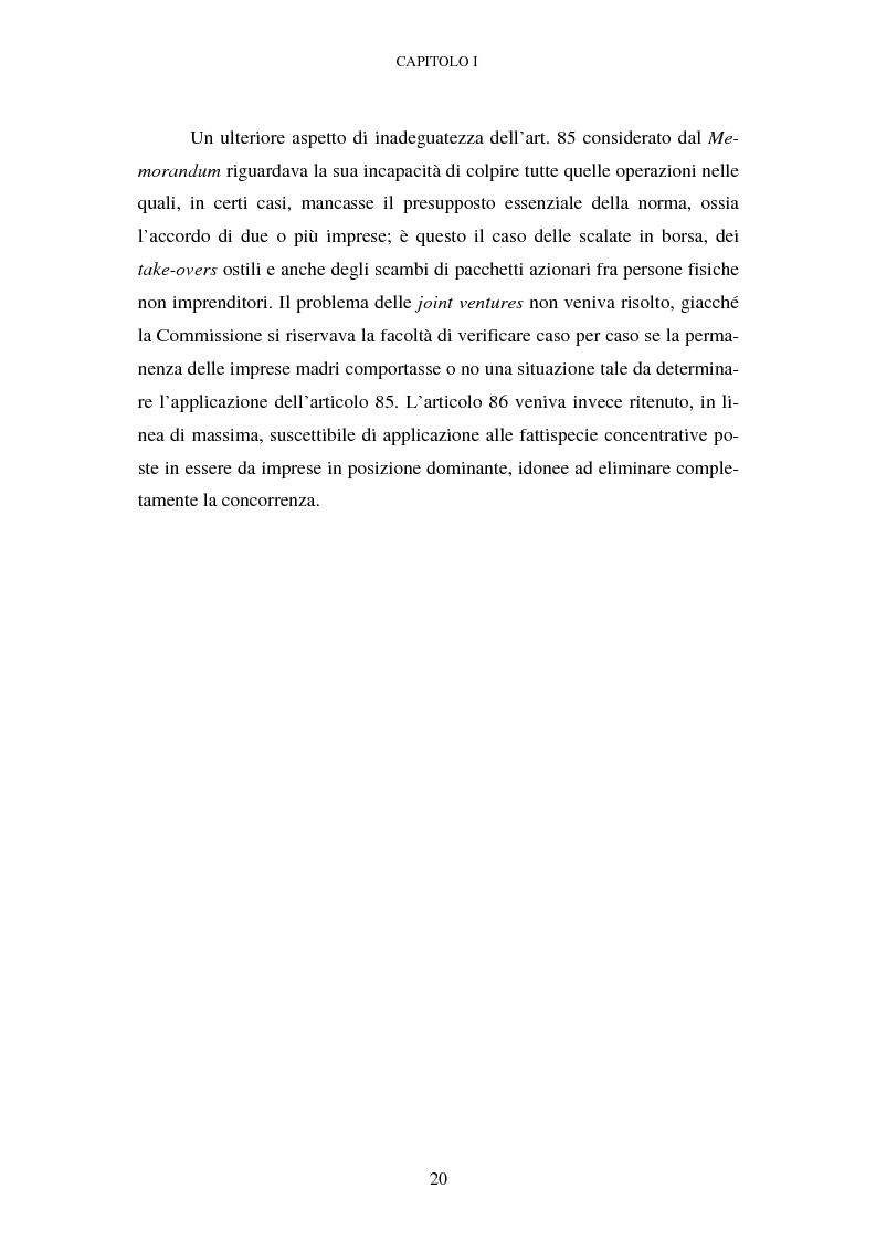 Anteprima della tesi: Evoluzione recente e prospettive di riforma della disciplina comunitaria delle concentrazioni orizzontali, Pagina 14