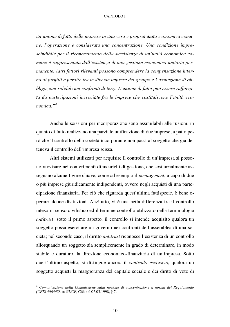 Anteprima della tesi: Evoluzione recente e prospettive di riforma della disciplina comunitaria delle concentrazioni orizzontali, Pagina 4