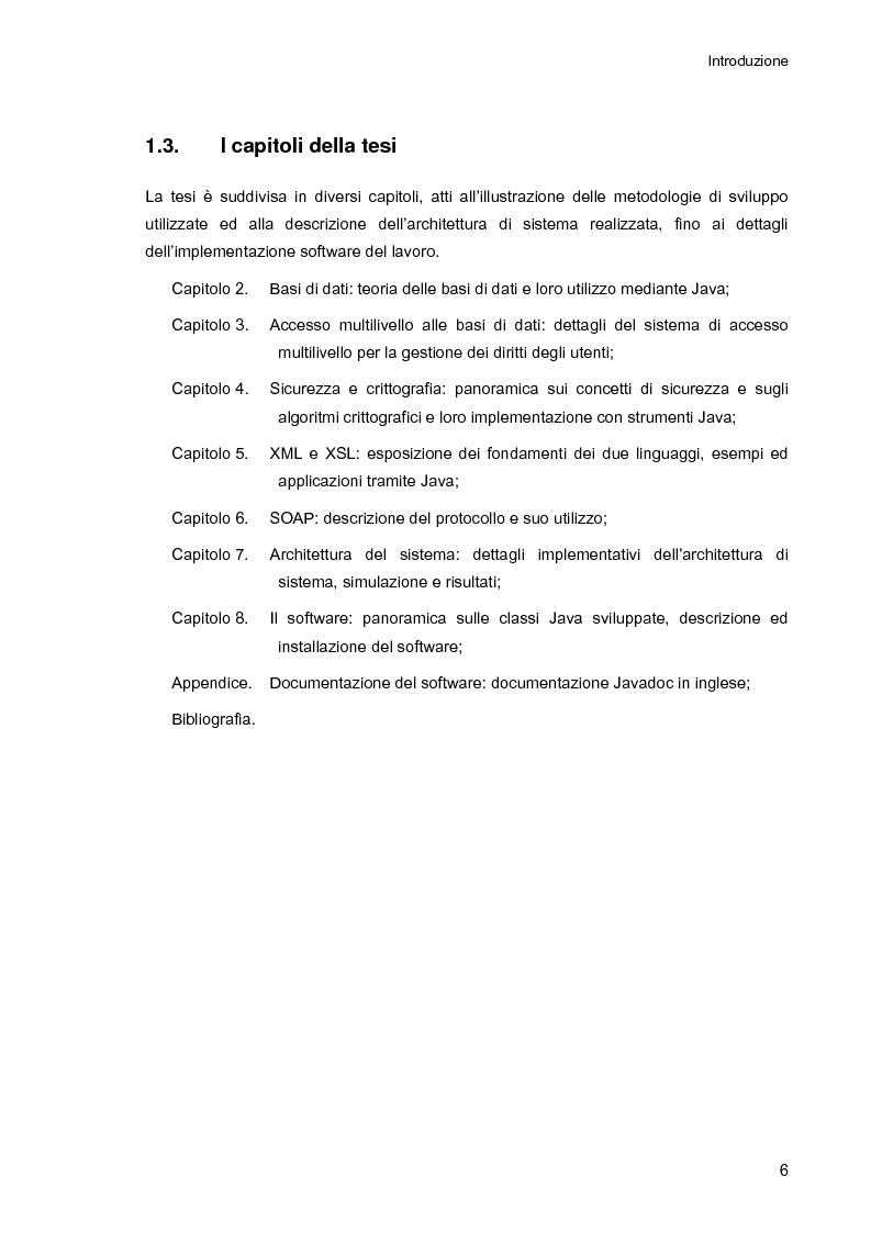 Anteprima della tesi: Ambiente integrato per l'accesso sicuro a basi di dati con tecnologie Java e XML, Pagina 6