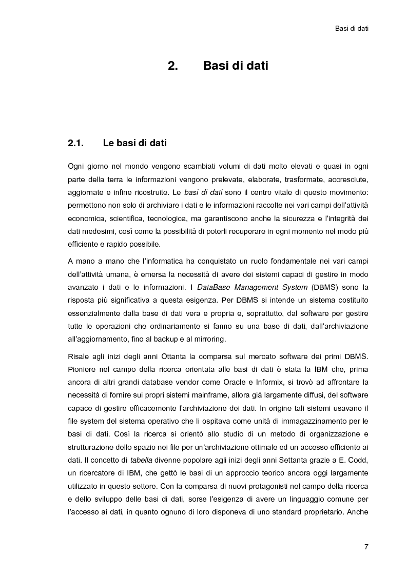 Anteprima della tesi: Ambiente integrato per l'accesso sicuro a basi di dati con tecnologie Java e XML, Pagina 7