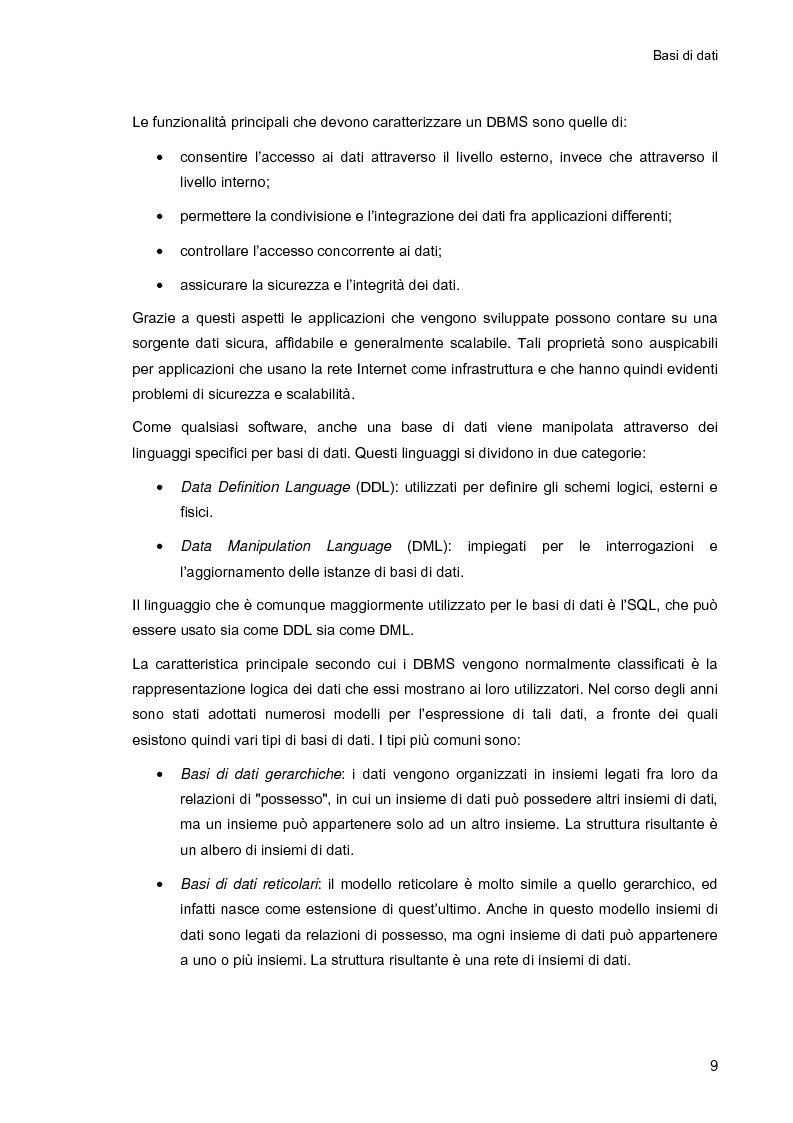 Anteprima della tesi: Ambiente integrato per l'accesso sicuro a basi di dati con tecnologie Java e XML, Pagina 9