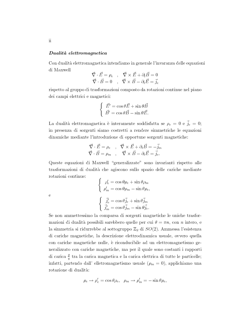 Anteprima della tesi: Dualità elettromagnetica e condizione di quantizzazione di Dirac della carica su quadri-varietà, Pagina 2