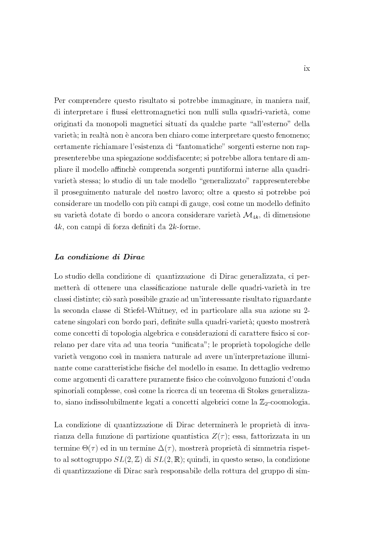 Anteprima della tesi: Dualità elettromagnetica e condizione di quantizzazione di Dirac della carica su quadri-varietà, Pagina 9