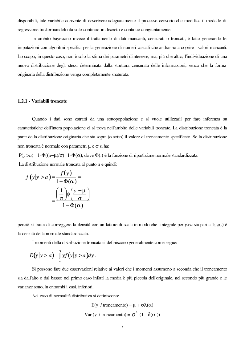 Anteprima della tesi: Tecniche di trattamento del selection bias in campioni censurati, Pagina 4