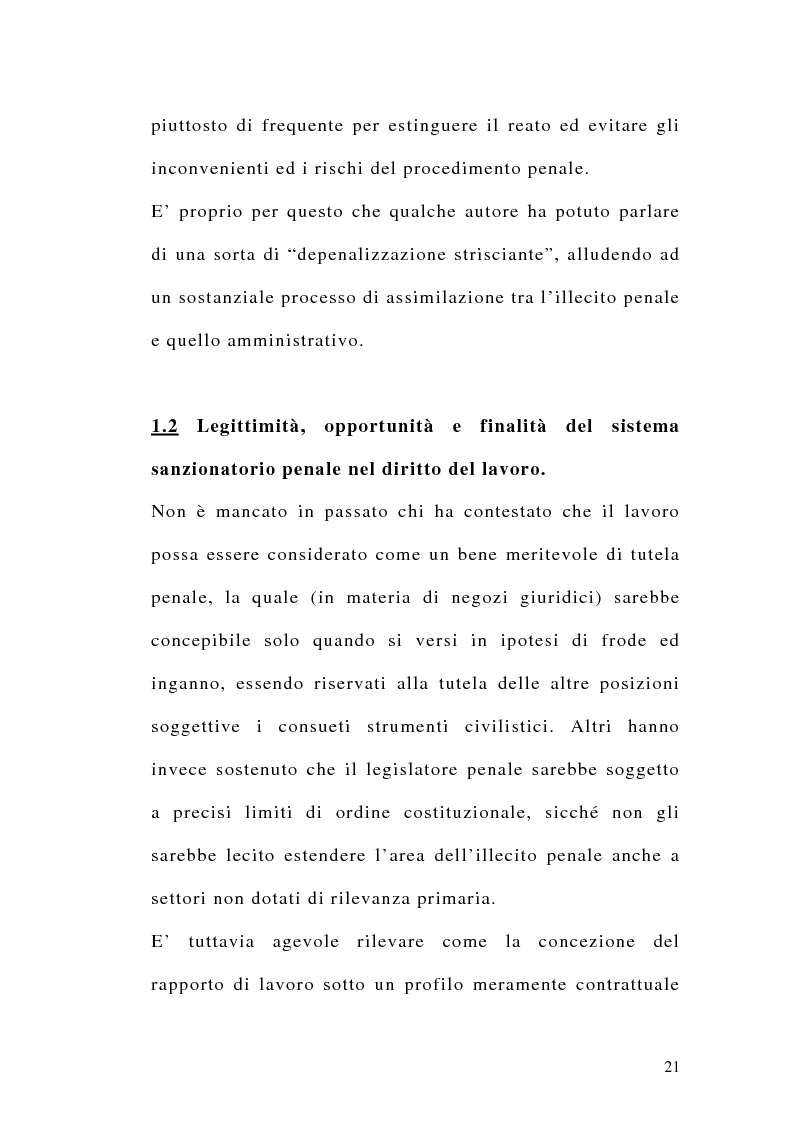Anteprima della tesi: Le sanzioni penali ed amministrative nel diritto del lavoro, Pagina 8
