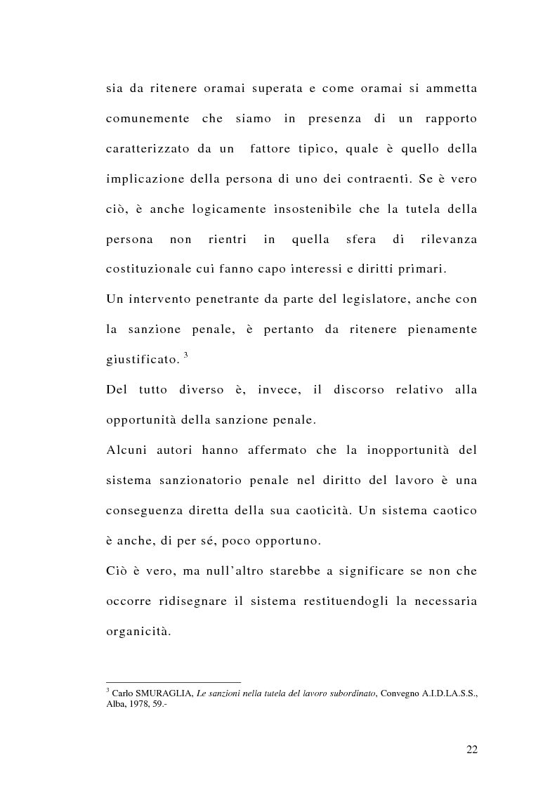 Anteprima della tesi: Le sanzioni penali ed amministrative nel diritto del lavoro, Pagina 9