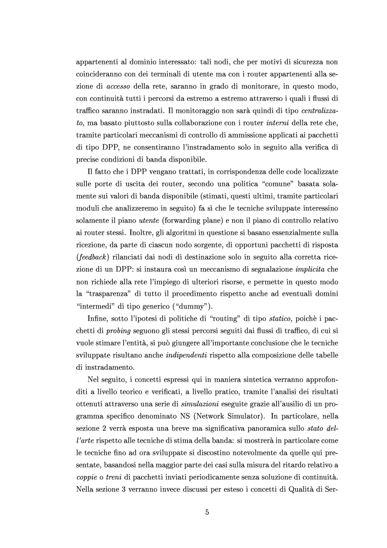 Anteprima della tesi: Tecniche di stima delle risorse di rete per servizi differenziati, Pagina 3