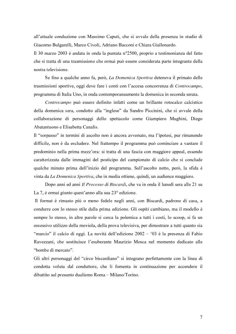 Anteprima della tesi: Il talk show sportivo e la sua evoluzione: analisi comparata di quattro casi specifici. La Domenica Sportiva - Controcampo - Il Processo di Biscardi - Qui Studio a Voi Stadio, Pagina 2