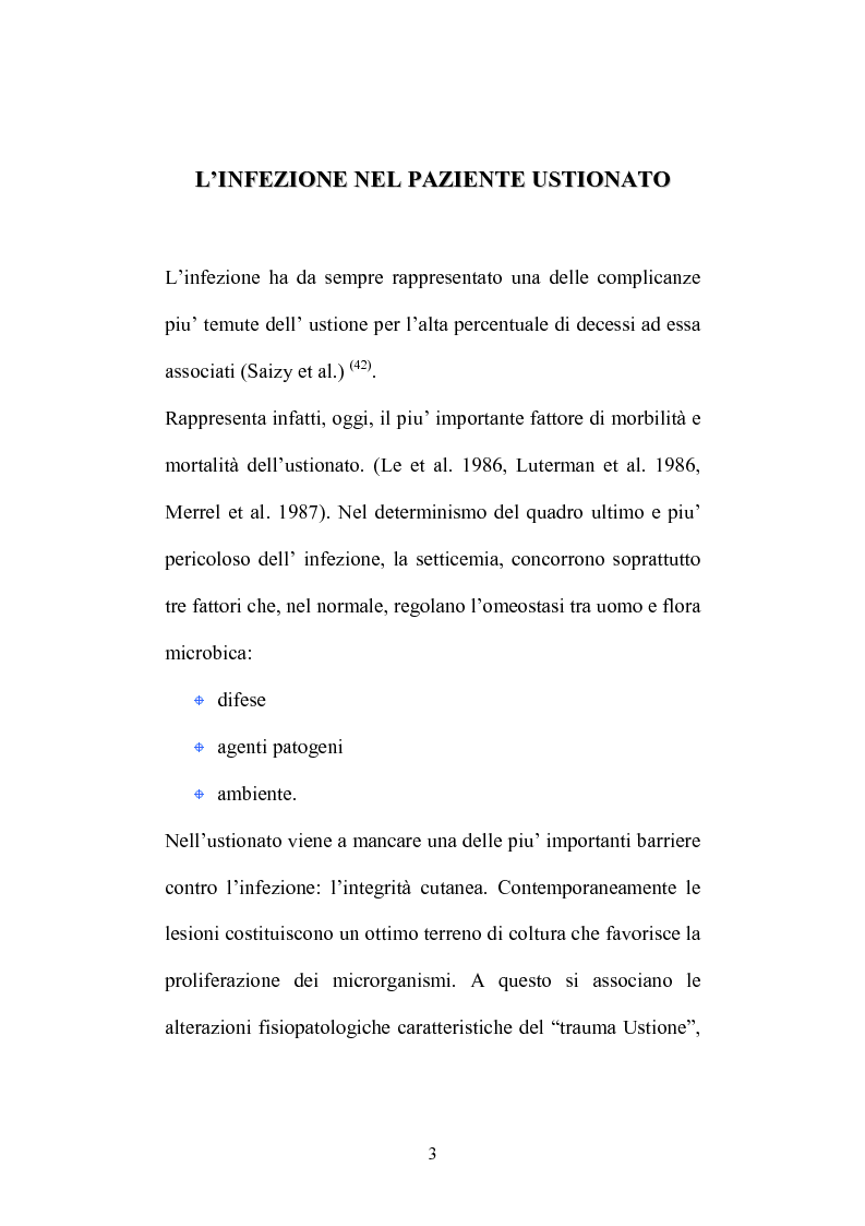 Anteprima della tesi: Trattamento delle setticemie con immunoglobuline nel paziente grande ustionato. Esperienza su 15 pazienti., Pagina 3