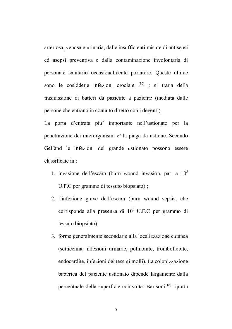 Anteprima della tesi: Trattamento delle setticemie con immunoglobuline nel paziente grande ustionato. Esperienza su 15 pazienti., Pagina 5