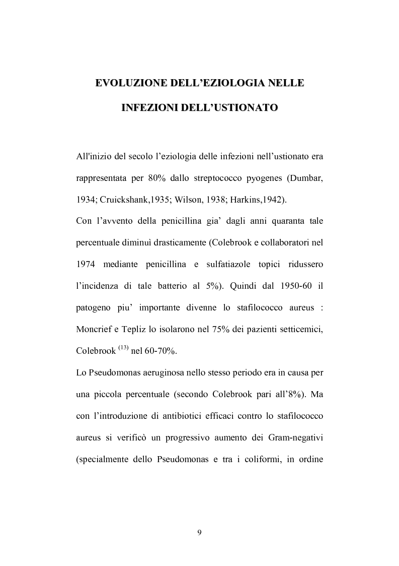 Anteprima della tesi: Trattamento delle setticemie con immunoglobuline nel paziente grande ustionato. Esperienza su 15 pazienti., Pagina 9