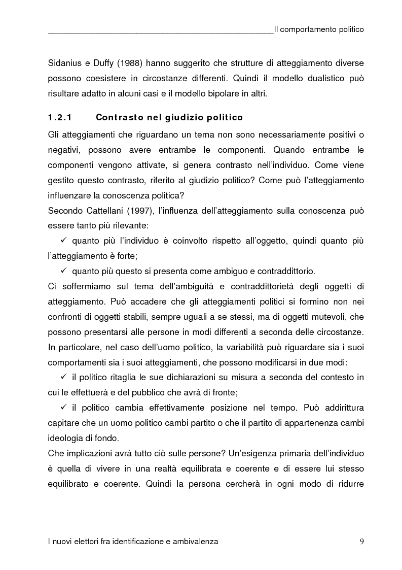 Anteprima della tesi: I nuovi elettori fra identificazione e ambivalenza, Pagina 9