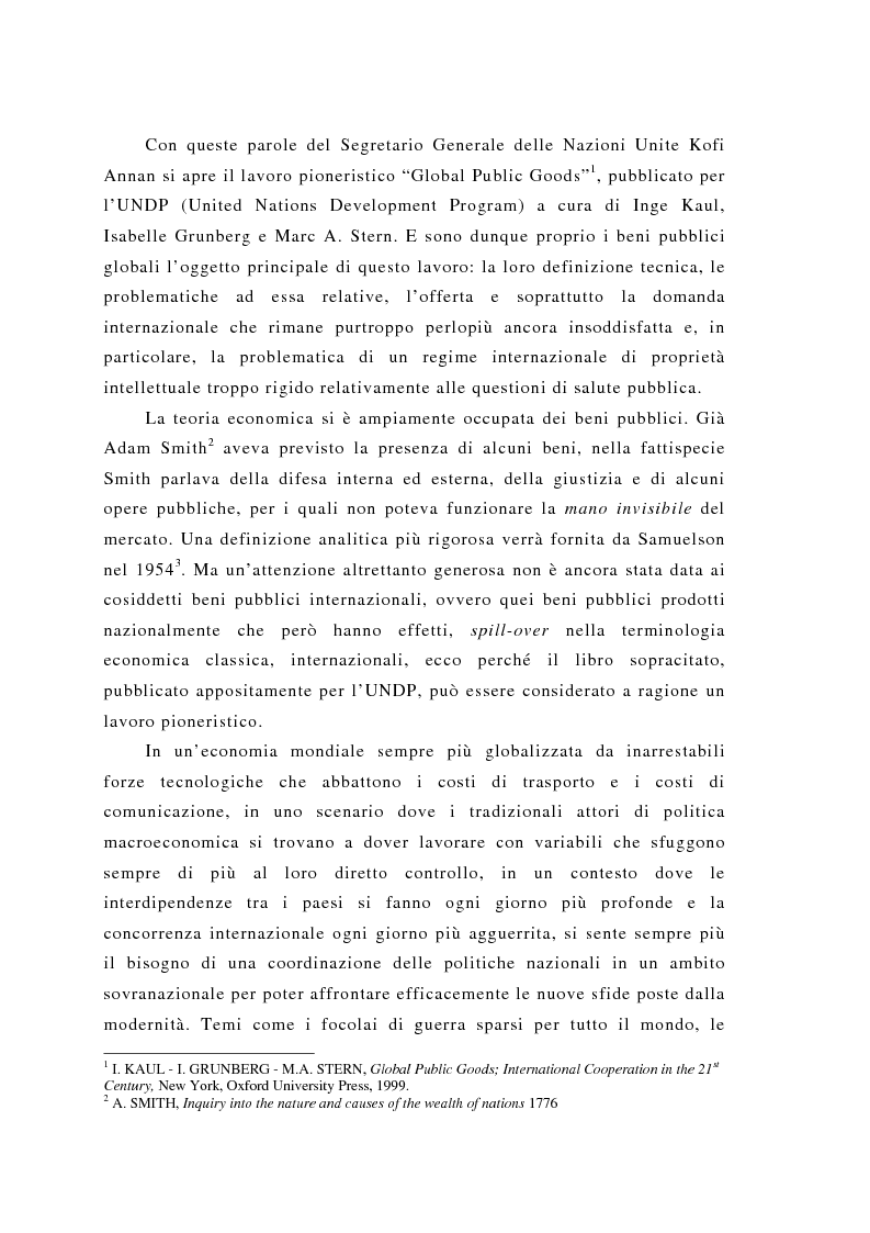 Anteprima della tesi: Brevettabilità dei beni globali e benessere collettivo: il caso dei farmaci contro l'Aids, Pagina 2