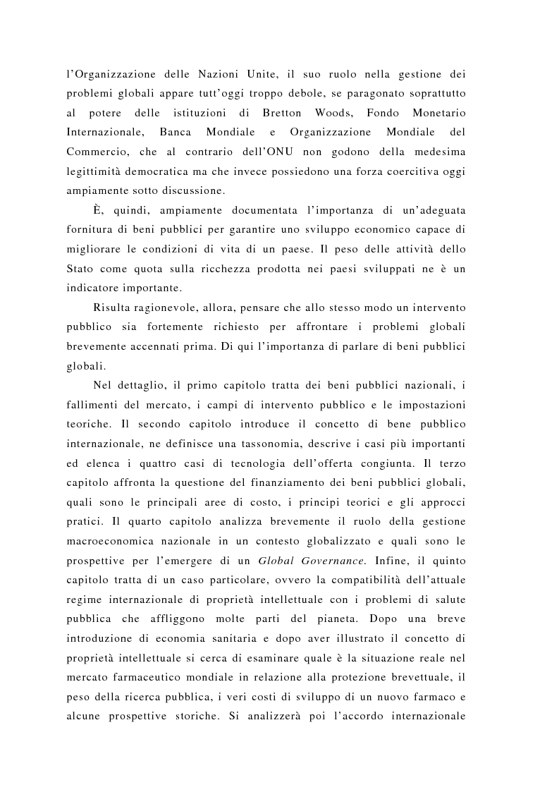 Anteprima della tesi: Brevettabilità dei beni globali e benessere collettivo: il caso dei farmaci contro l'Aids, Pagina 4
