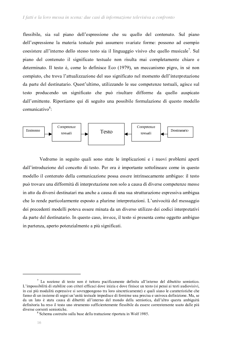 Anteprima della tesi: I fatti e la loro messa in scena: due casi di informazione televisiva a confronto, Pagina 12