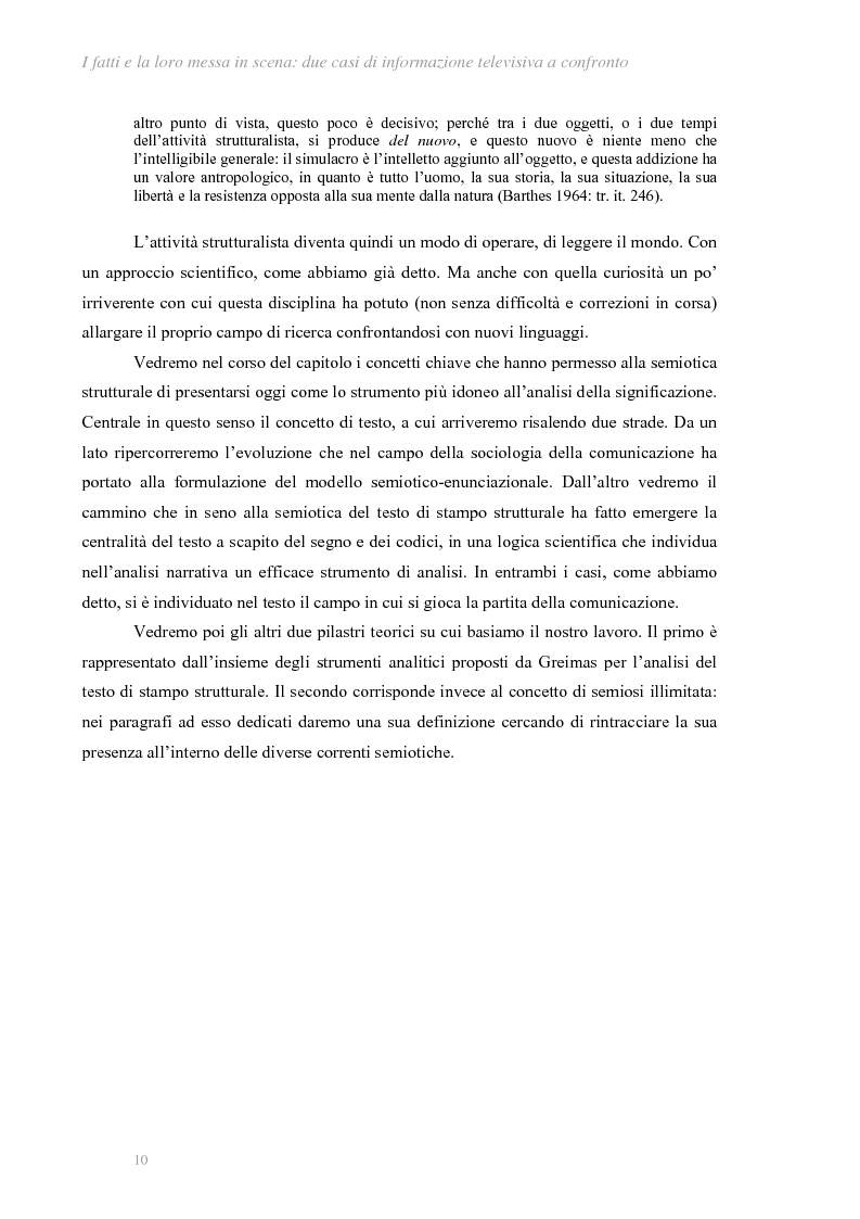 Anteprima della tesi: I fatti e la loro messa in scena: due casi di informazione televisiva a confronto, Pagina 6