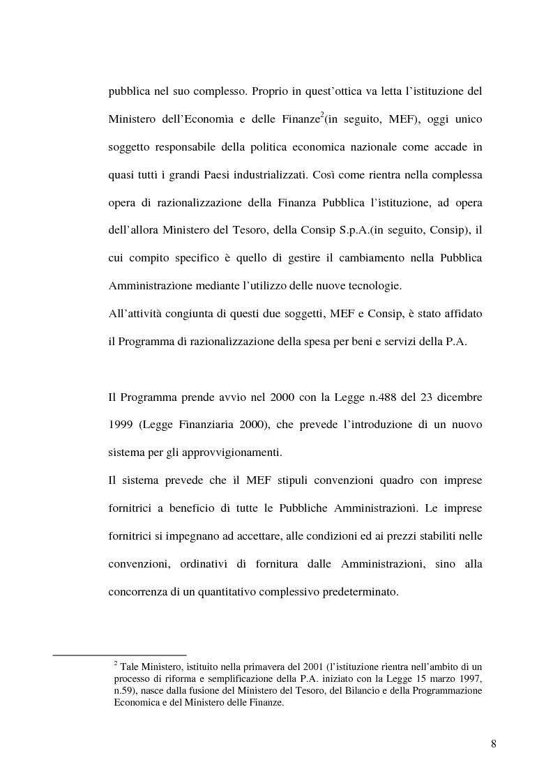 Anteprima della tesi: Il programma di razionalizzazione della spesa per beni e servizi della P. A. e Pmi: criticità e possibili soluzioni, Pagina 2