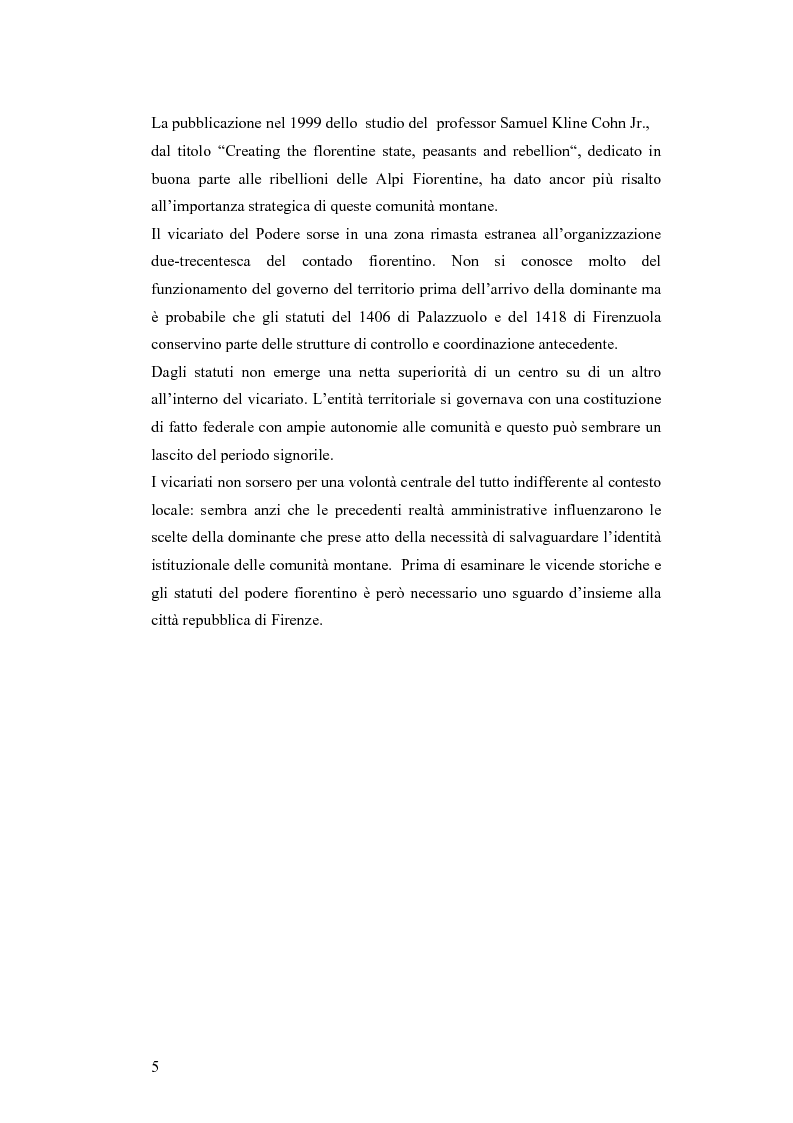 Anteprima della tesi: Gli statuti del vicariato del Podere Fiorentino: Palazzuolo (1406) e Firenzuola (1418), Pagina 2