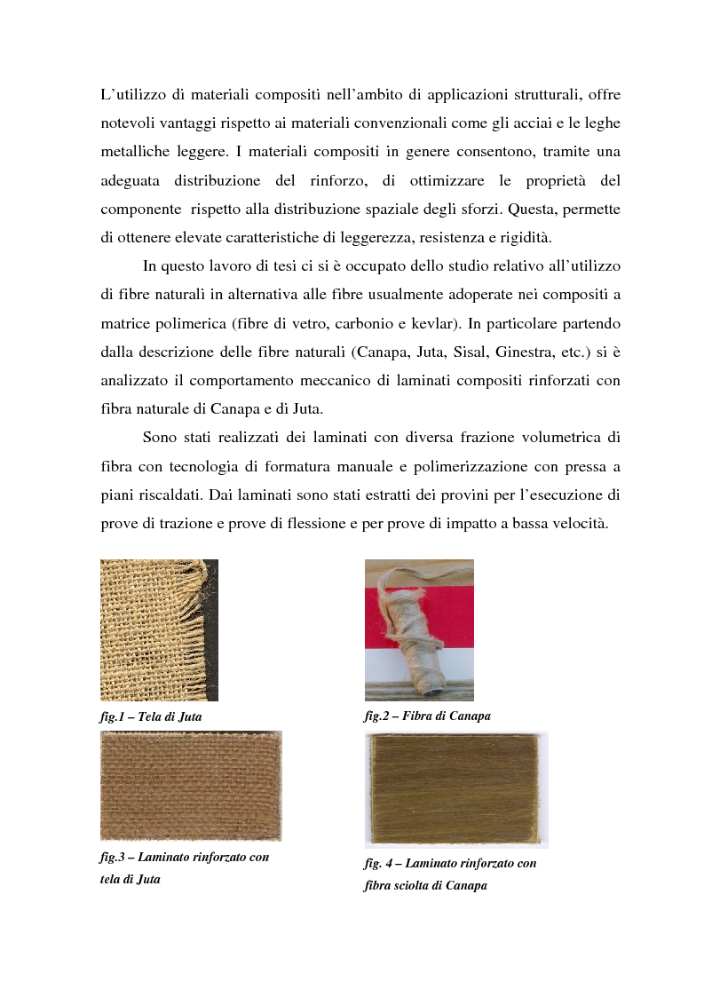 Anteprima della tesi: Valutazione del comportamento meccanico di laminati compositi rinforzati con fibre naturali, Pagina 2