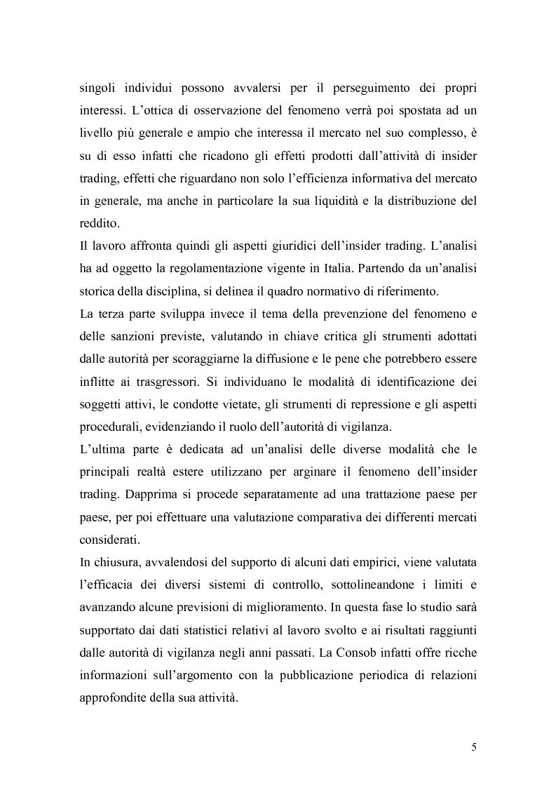 Anteprima della tesi: L'insider trading: la realtà italiana a confronto con le principali realtà estere, Pagina 3