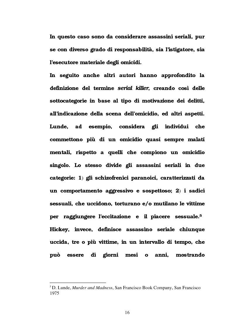 Anteprima della tesi: L'omicidio seriale con particolare riferimento alla donna serial-killer, Pagina 11