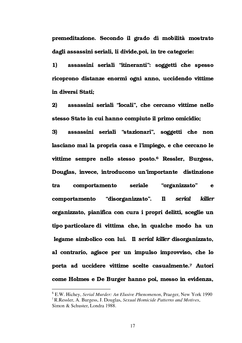 Anteprima della tesi: L'omicidio seriale con particolare riferimento alla donna serial-killer, Pagina 12