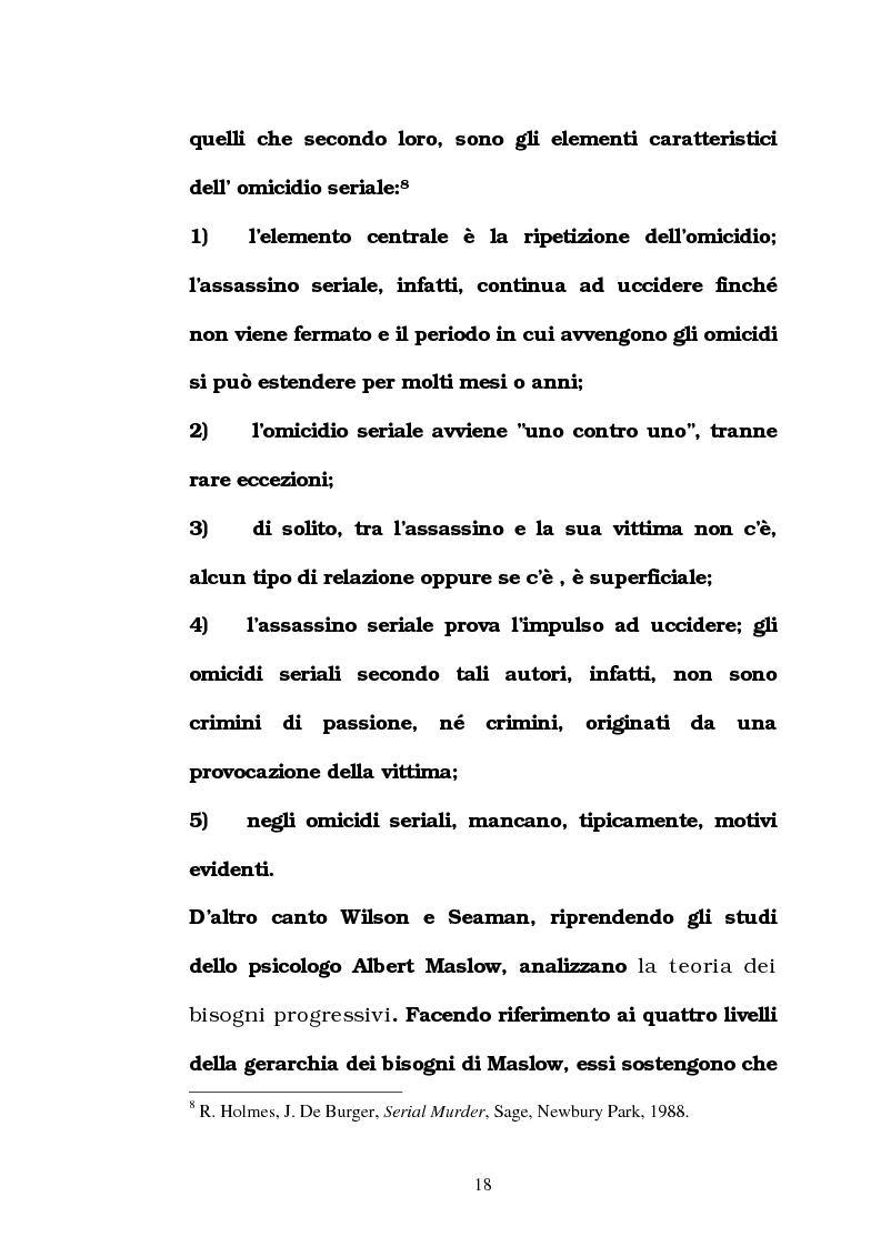 Anteprima della tesi: L'omicidio seriale con particolare riferimento alla donna serial-killer, Pagina 13
