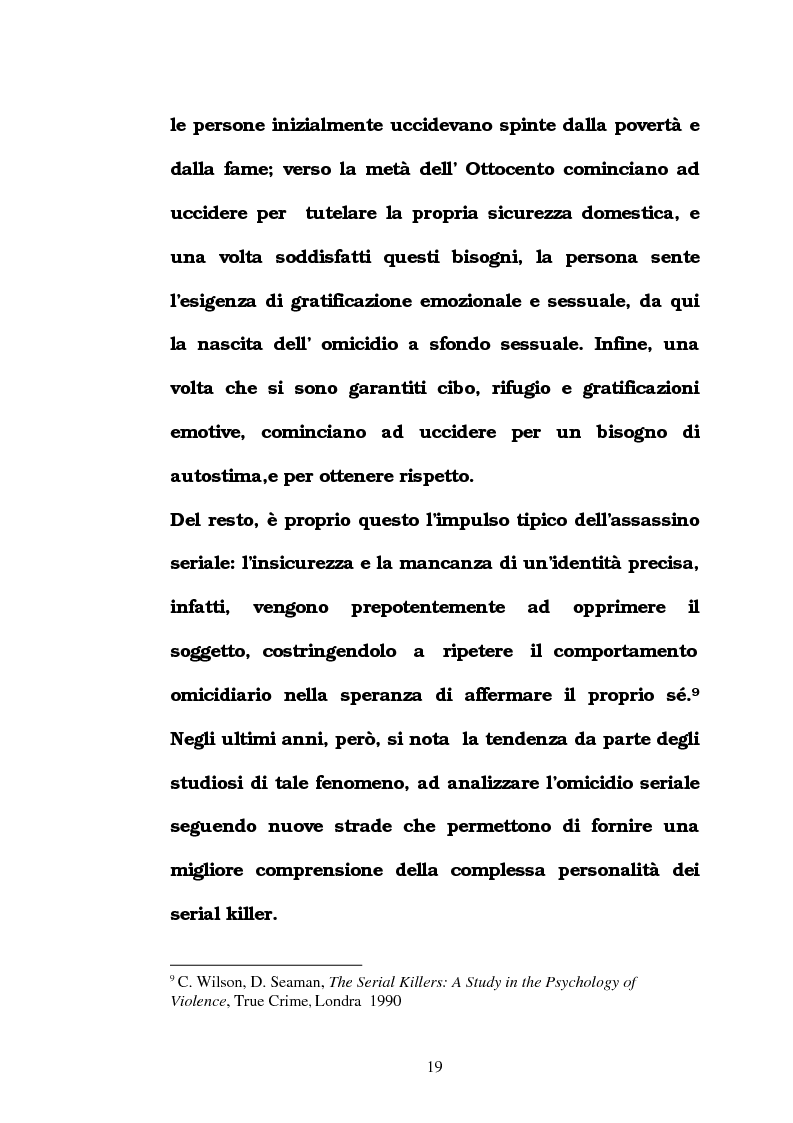 Anteprima della tesi: L'omicidio seriale con particolare riferimento alla donna serial-killer, Pagina 14