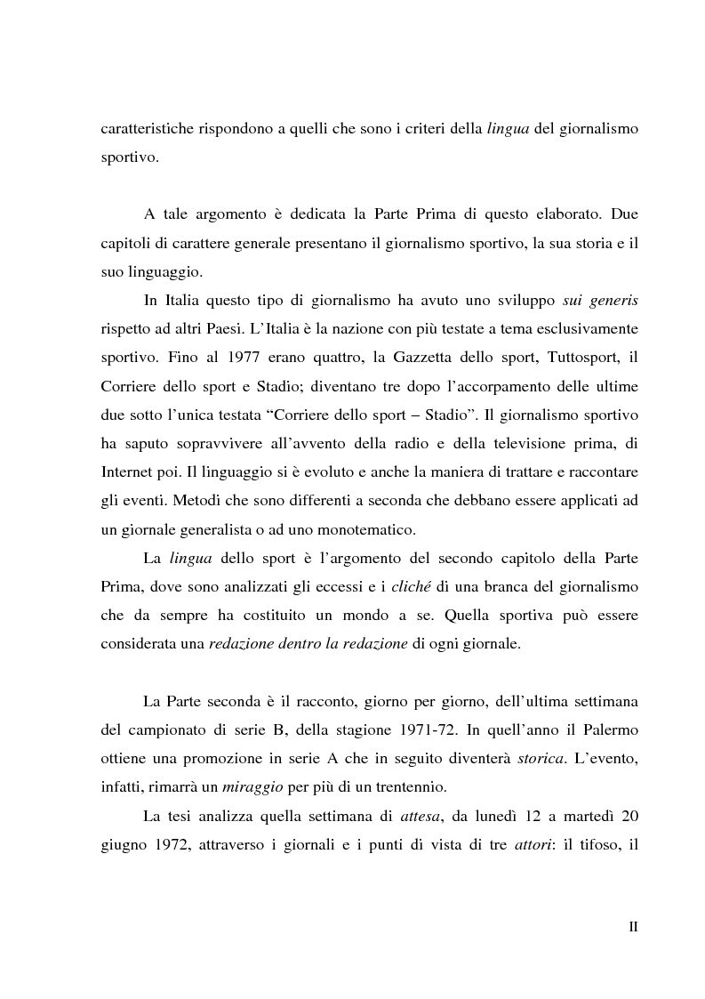 Anteprima della tesi: Palermo 1972: aspettando la serie A - L'attesa per l'ultima partita di campionato, tra giornalismo e tifoseria, Pagina 2