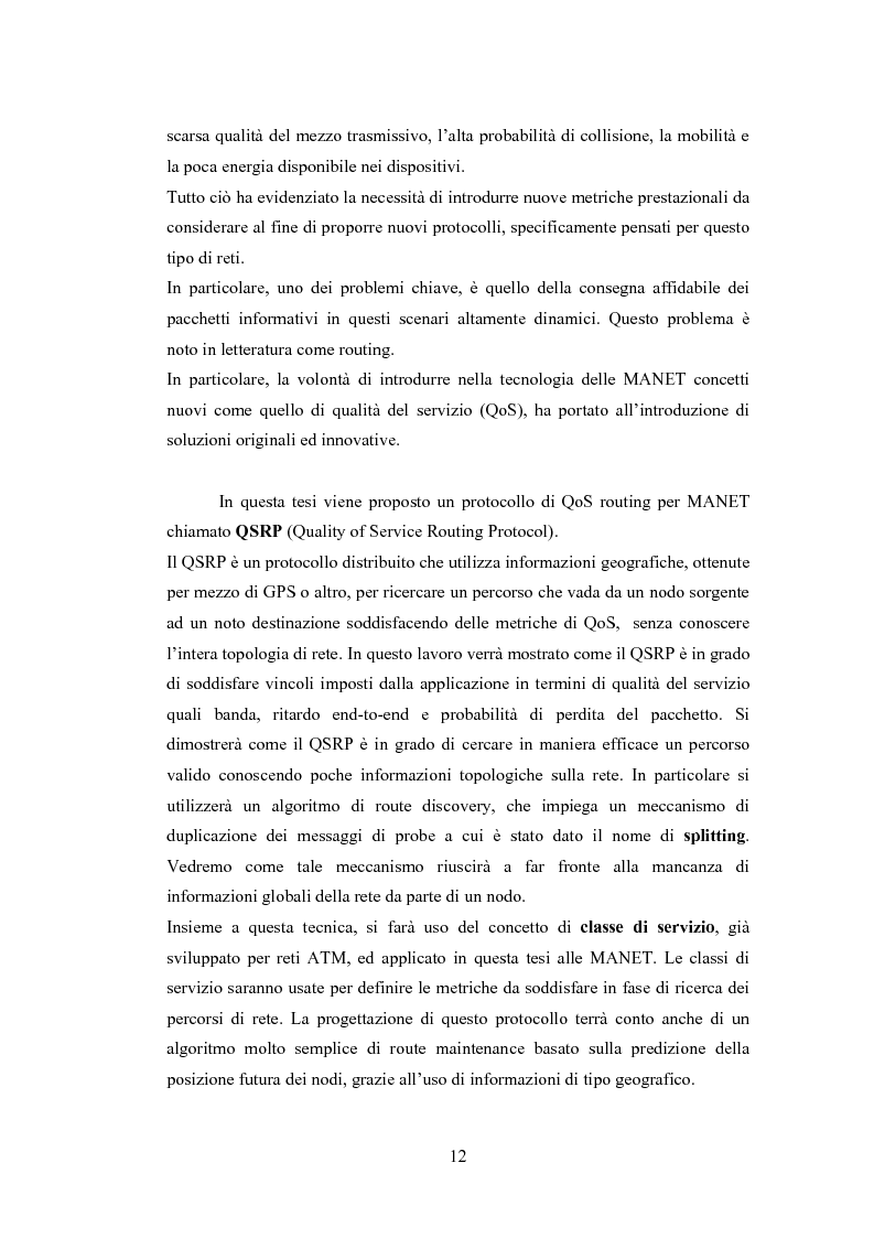 Anteprima della tesi: QSRP: un protocollo di routing per la qualità del servizio in reti ad hoc, Pagina 2