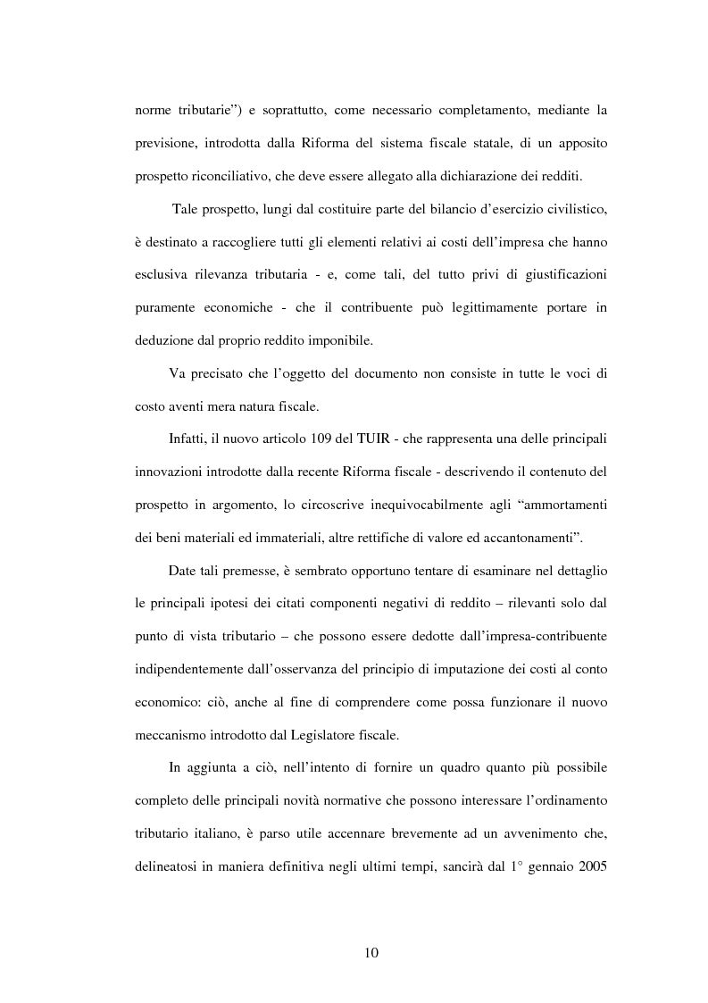 Anteprima della tesi: Deducibilità dei costi dal reddito d'impresa: il principio dell'imputazione al conto economico, Pagina 3