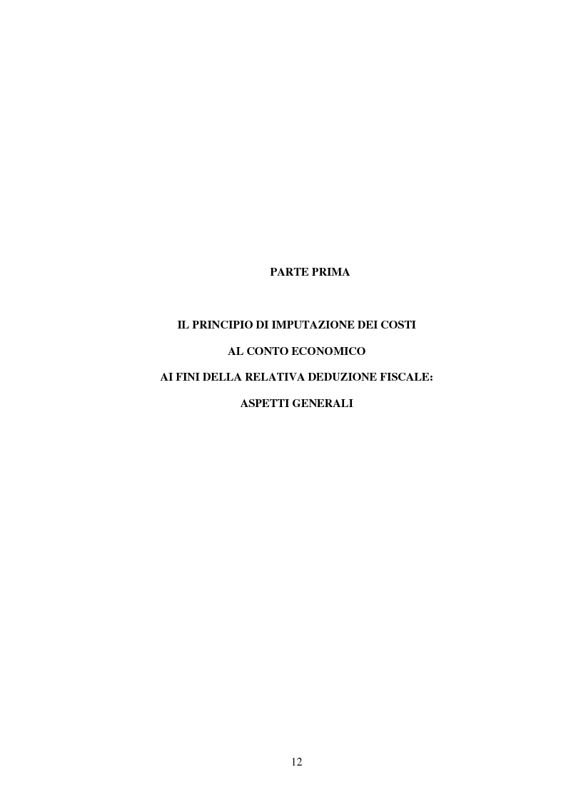 Anteprima della tesi: Deducibilità dei costi dal reddito d'impresa: il principio dell'imputazione al conto economico, Pagina 5