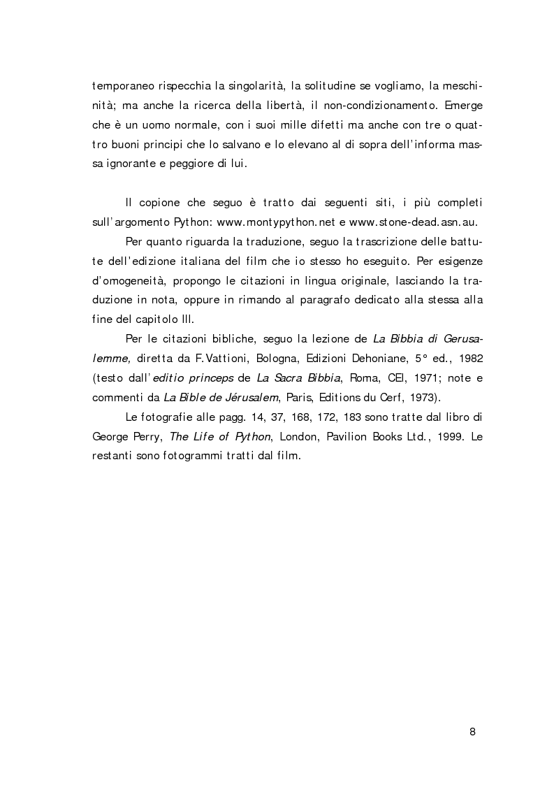 Anteprima della tesi: ''Non sono il Messia, lo giuro su Dio!''- Messianismo e modernità in ''Life of Brian'' dei Monty Python, Pagina 5