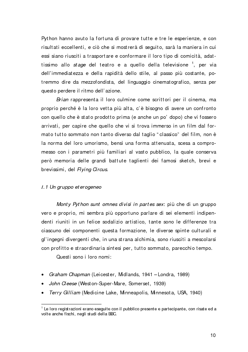 Anteprima della tesi: ''Non sono il Messia, lo giuro su Dio!''- Messianismo e modernità in ''Life of Brian'' dei Monty Python, Pagina 7