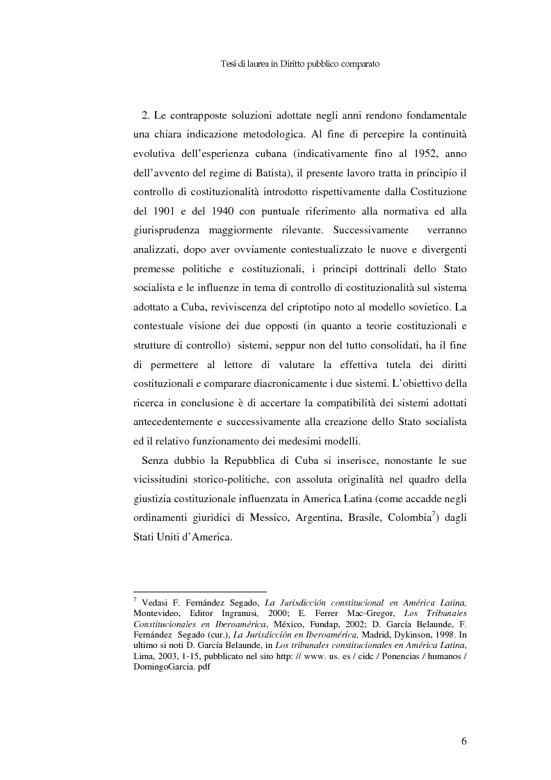 Anteprima della tesi: Il controllo di costituzionalità nell'ordinamento giuridico cubano, Pagina 5