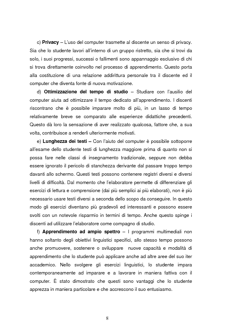 Anteprima della tesi: C.A.L.L. ( Computer Assisted Language Learning ), web based learning e supporti informatici per interpreti: esordi, sviluppi e prospettive, Pagina 8