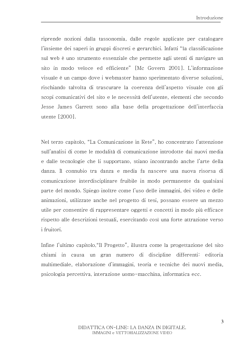 Anteprima della tesi: Didattica On-Line: La Danza in Digitale. Immagini e Vettorializzazione Video, Pagina 3