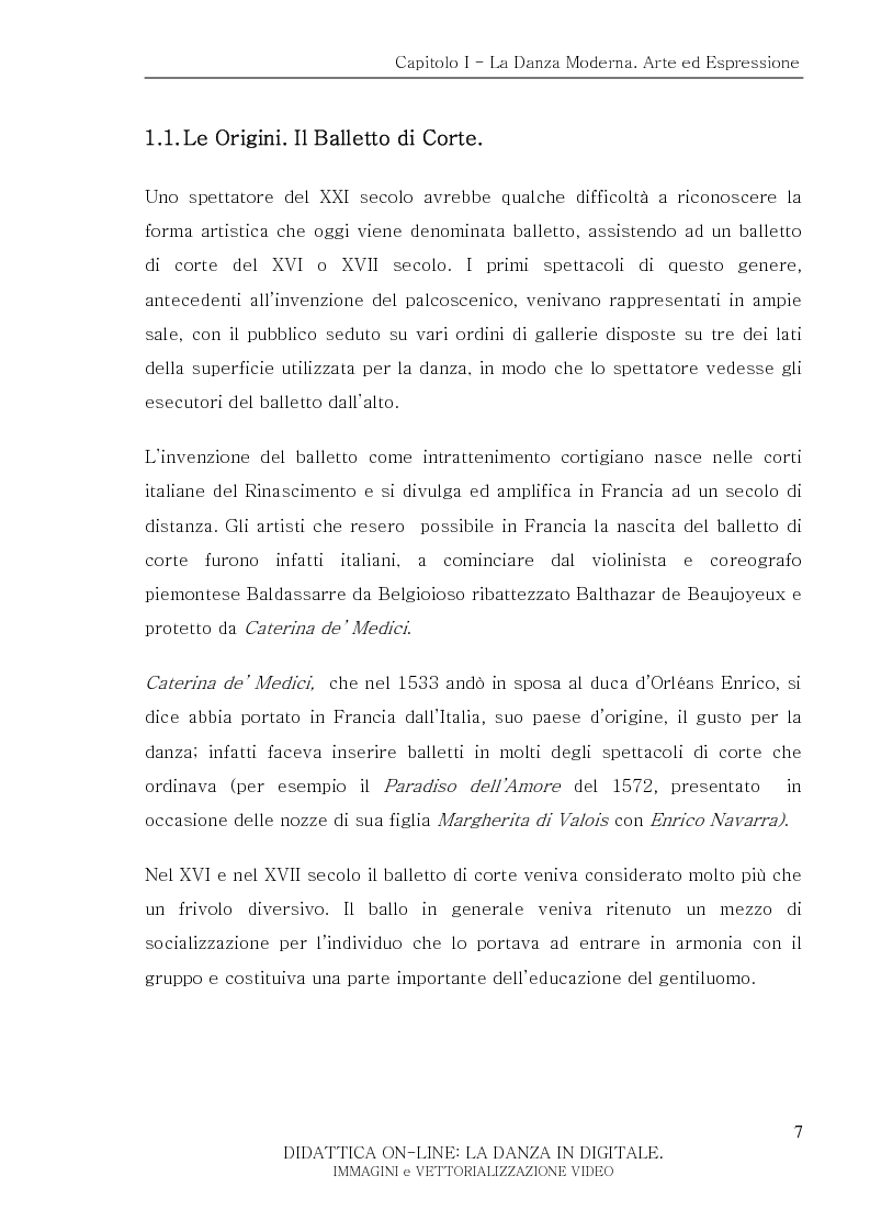 Anteprima della tesi: Didattica On-Line: La Danza in Digitale. Immagini e Vettorializzazione Video, Pagina 7