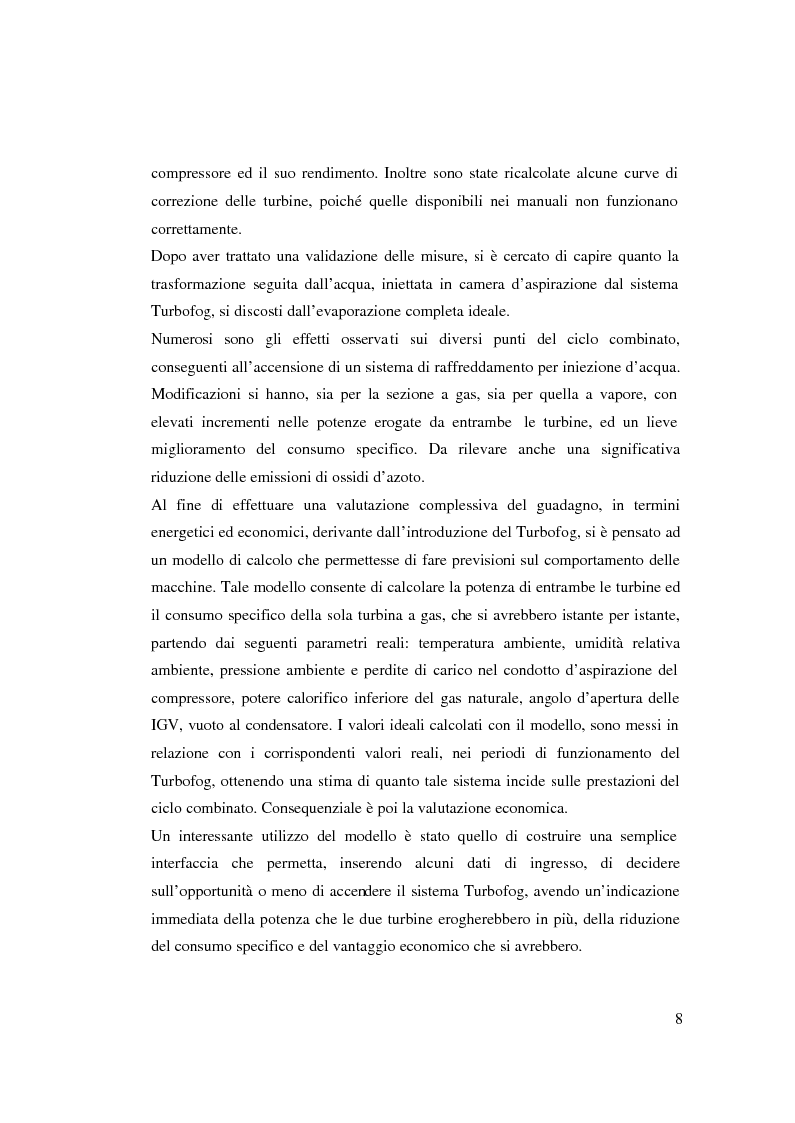 Anteprima della tesi: Valutazione tecnico economica di un sistema di raffreddamento ad iniezione d'acqua di una turbina a gas in un ciclo combinato, Pagina 2