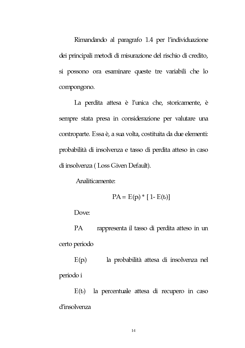 Anteprima della tesi: Il rischio di credito: le metodologie Var, Pagina 12