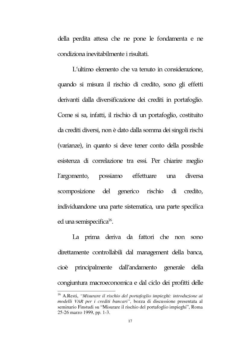 Anteprima della tesi: Il rischio di credito: le metodologie Var, Pagina 15